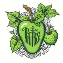 Beatles, strawberry fields forever, let it be, green apple, music tattoo design idea