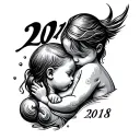 child birth year 2013 boy, 2016 boy, 2018 girl date tattoo design idea