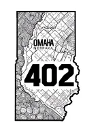 Omaha nebraska state outline with 402 hood tattoo design idea
