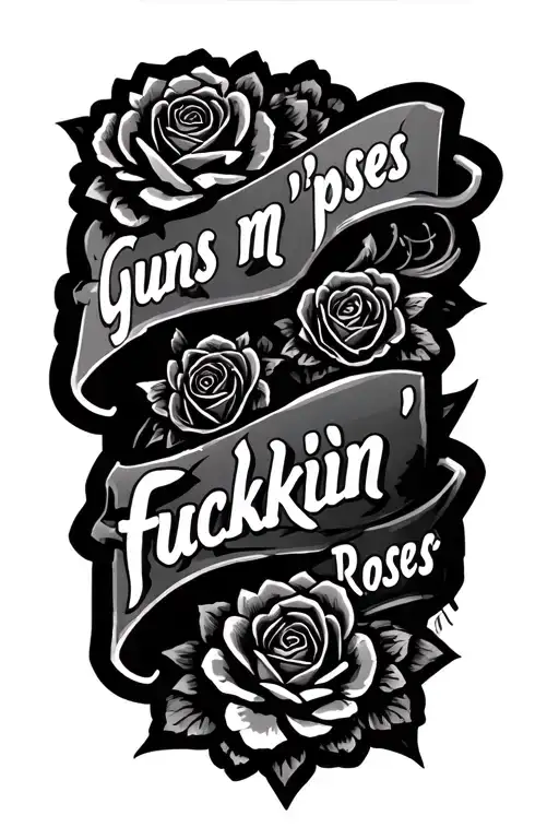 four different writing styles, for 4 words forearm. gothic, chicano, dark rock "guns n' fuckin' roses" tattoo design idea