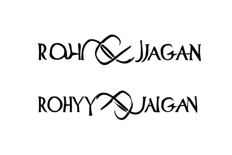 ROHY AND JAGAN Name written in infinity symbol tattoo design idea