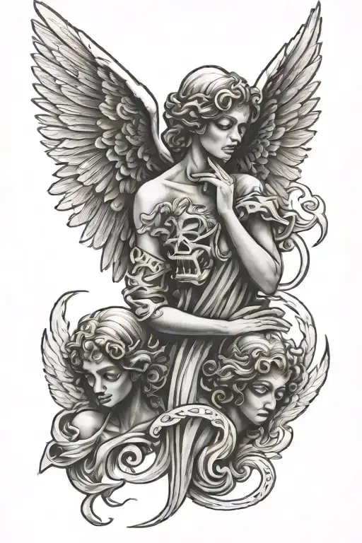 angels see no evil speak tattoo design idea