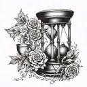 A unique hourglass design incorporating the Libra symbol (signe balance) and the date 02/10/22 tattoo design idea