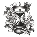 A unique hourglass design incorporating the Libra symbol (signe balance) and the date 02/10/22 tattoo design idea