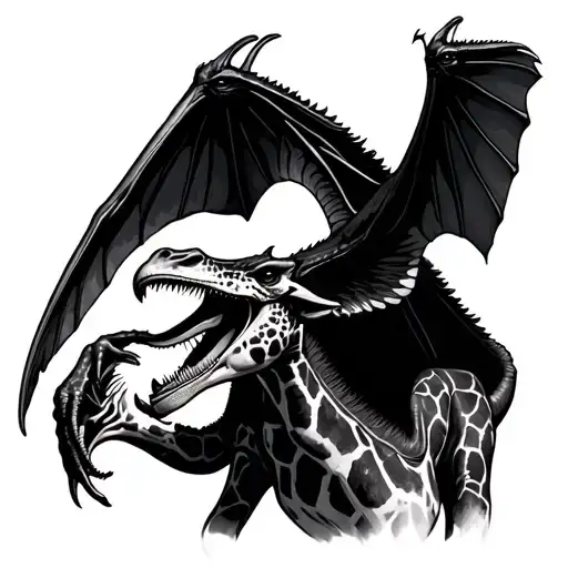 pterodactyl eating giraffe tattoo design idea