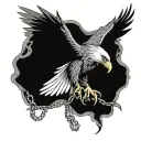 Eagle trapped and entangled in chains, trying to escape.   tattoo design idea