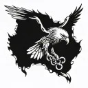 Eagle trapped and entangled in chains, trying to escape.   tattoo design idea
