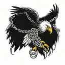 Eagle trapped and entangled in chains, trying to escape.   tattoo design idea