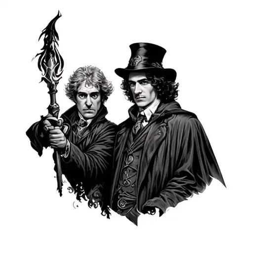 Sherlock Holmes and Merlin the Sorcerer tattoo design idea