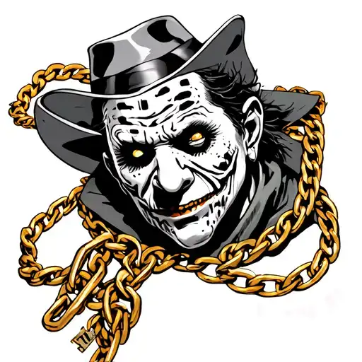Freddy Krueger gold chain tattoo design idea