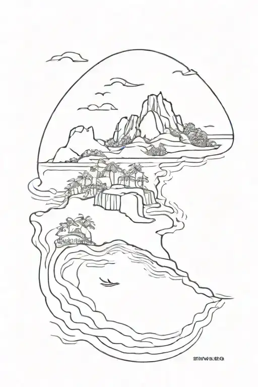 trinidad island outline tattoo design idea