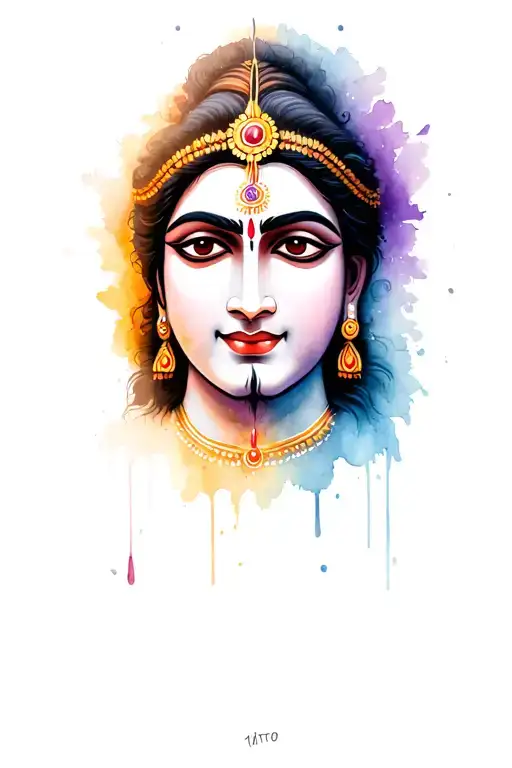 half face of Krishna and shiva tattoo design idea