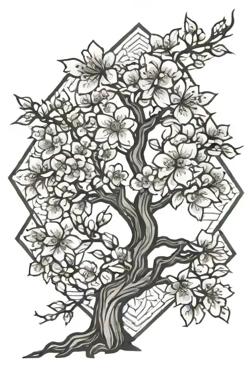 cherry blossom tree tattoo design idea