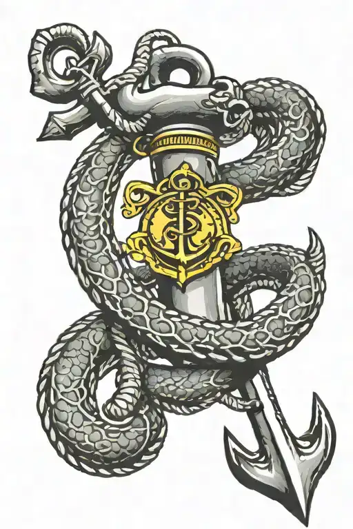 Anchor with the gadsden flag snake wrapped around it  tattoo design idea