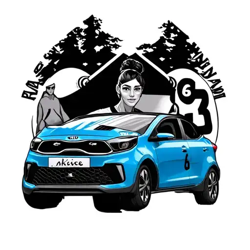  arm band with negative space,  add a Alice blue kia picanto, a mom and a rugby jersey with number 6 on it, table mounta tattoo design idea