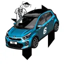  arm band with negative space,  add a Alice blue kia picanto, a mom and a rugby jersey with number 6 on it, table mounta tattoo design idea