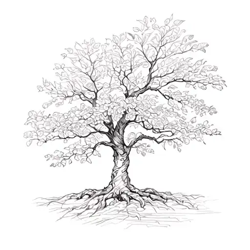 pear tree growing tattoo design idea