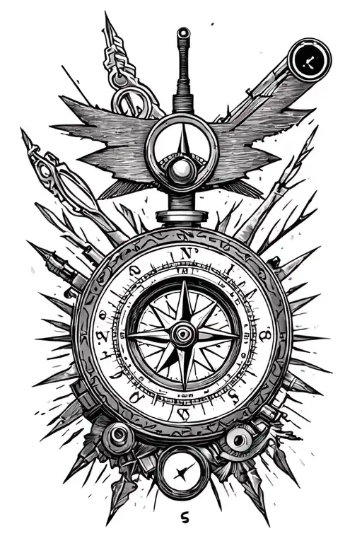 Steampunk with northwest elements and a compass tattoo design idea