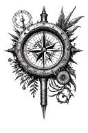 Steampunk with northwest elements and a compass tattoo design idea
