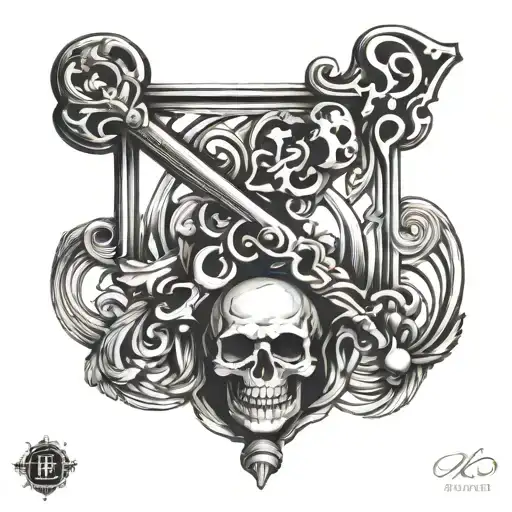skeleton key tattoo design idea