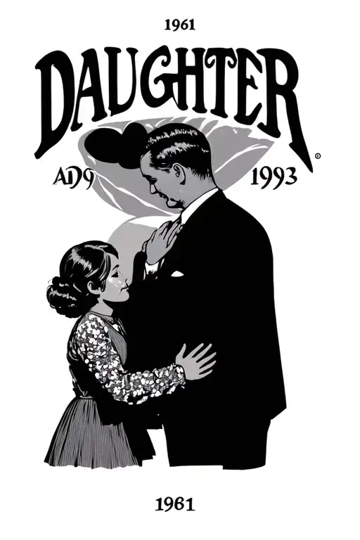 1961 Dad and Daughter 1993 written sign tattoo design idea