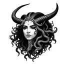 Capricorn and African Medusa tattoo design idea