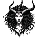 Capricorn and African Medusa tattoo design idea