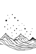 galaxy filled with stars, mountains, the ocean wave working together tattoo design idea