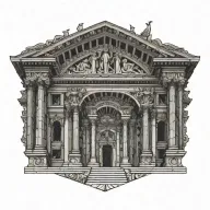 roman architecture tattoo design idea