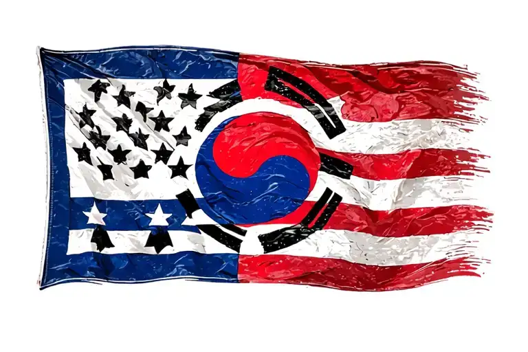 Korean Flag meaning half American flag tattoo design idea
