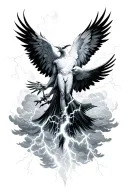 lightning clouds surrounding god like birds tattoo design idea