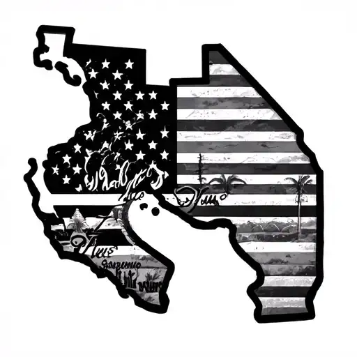 California state outline filled with Scarface the world is yours  , Chicano styles  tattoo design idea