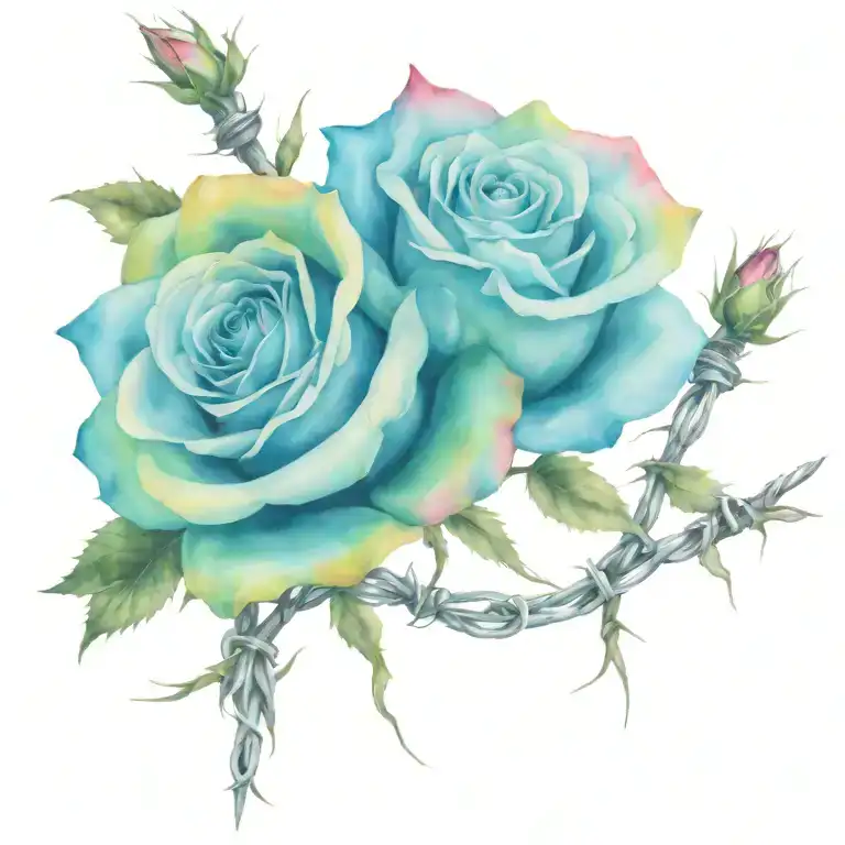 roses and barbed wire tattoo design idea