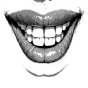 biting bottom lip tattoo design idea