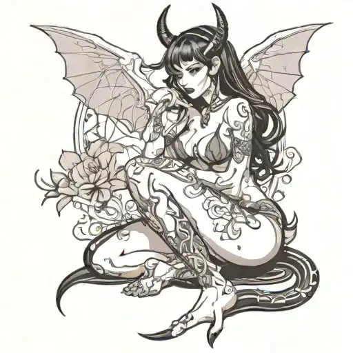 hentai Succubus On her knees looking tattoo design idea
