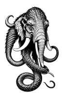 Mammoth and Snake tattoo design idea
