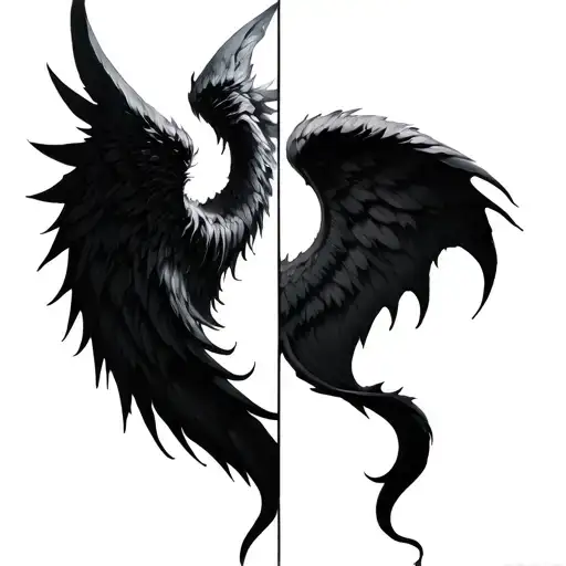 Half Angel Half Demon Wings tattoo design idea