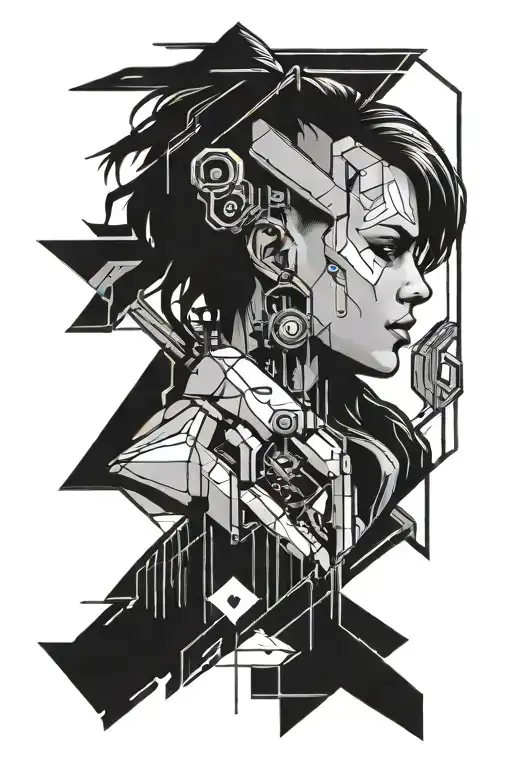 cyberpunk 2077 geometrical line art tattoo tattoo design idea