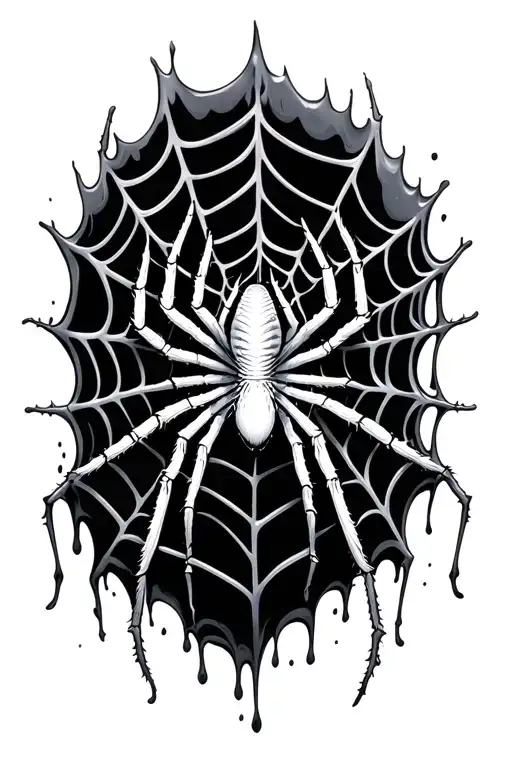 melty spider web with a spider tattoo design idea