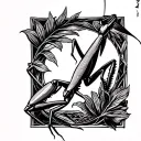 praying mantis tattoo design idea
