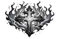 water and fire with cross tattoo design idea