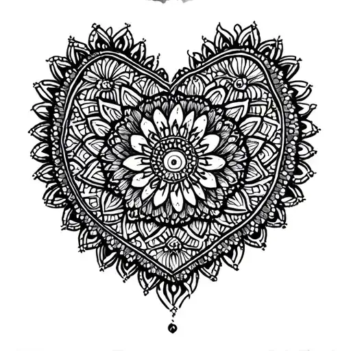 mandala heart shape tattoo design idea