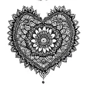 mandala heart shape tattoo design idea