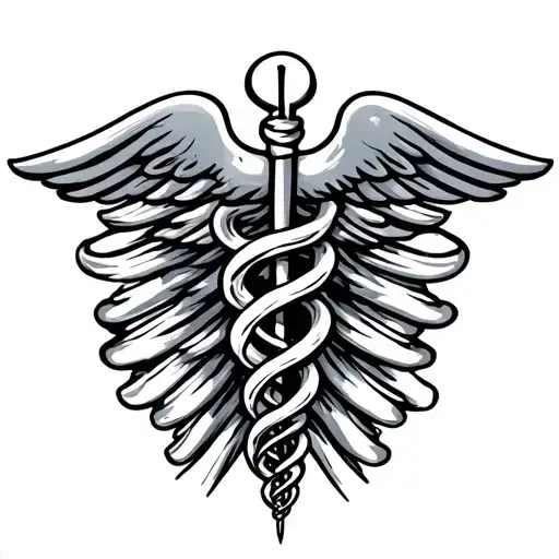 rod of asclepius medical staff tattoo design idea