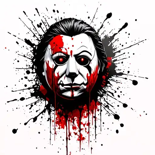 michael myers mask bloody  eyes tattoo design idea