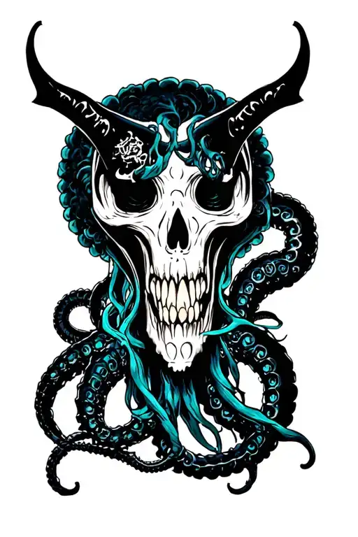 satanic tentacle horror tattoo design idea