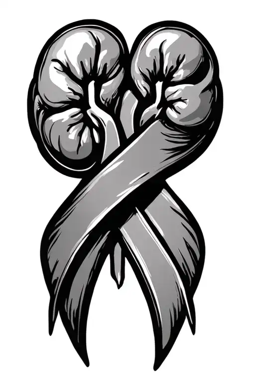 kidney transplant ribbon intertwined tattoo design idea