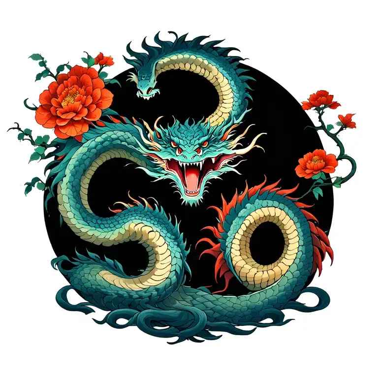 yggdrasil and jormungandr tattoo design idea