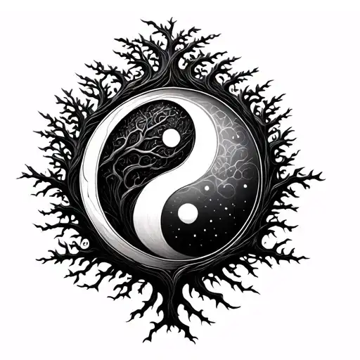 yin yang with tree of life tattoo tattoo design idea