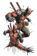 deadpool and wolverine posing claws  tattoo design idea